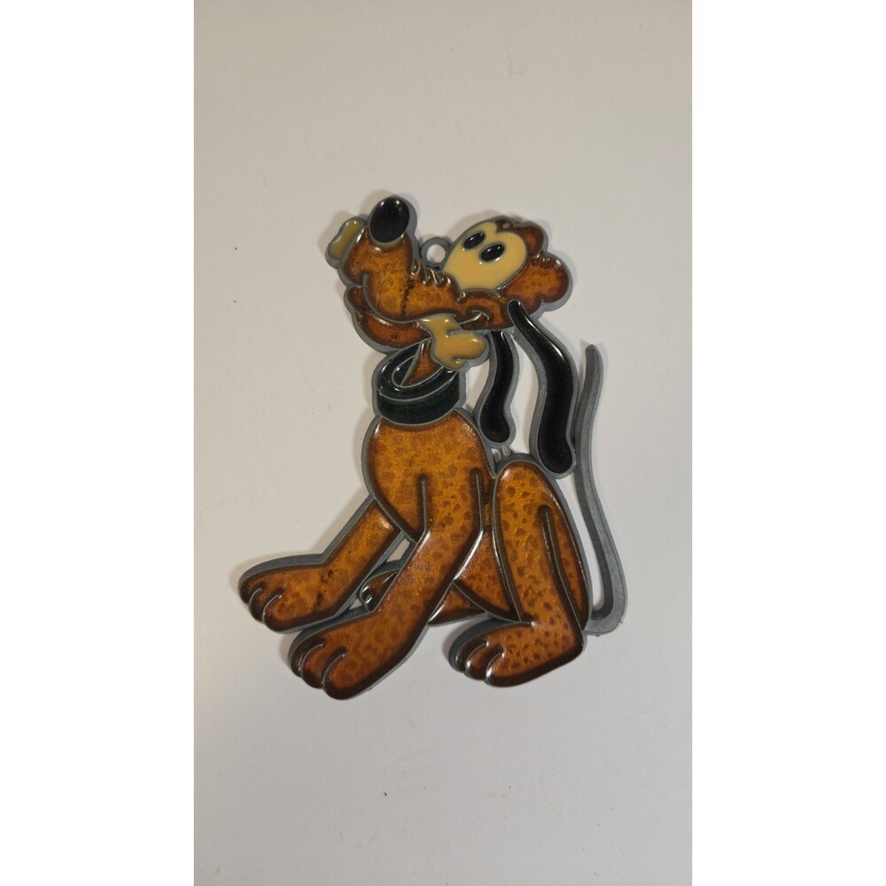Vintage 5" Disney MAKIT & BAKIT Pluto Stained Glass Style Sun Catcher